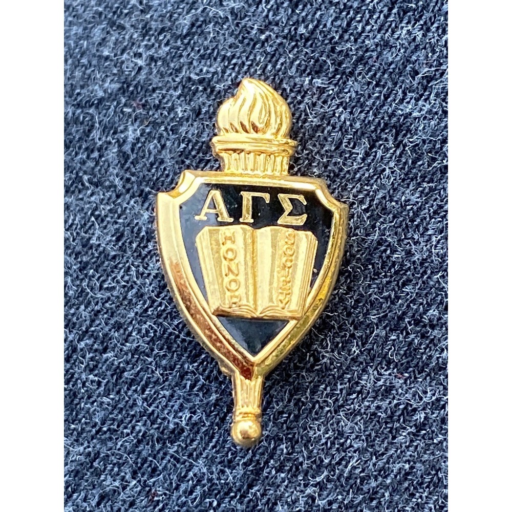 VNTG Alpha Gamma Sigma Honor Society Enamel on Metal GoldTone Lapel Pin Brooch